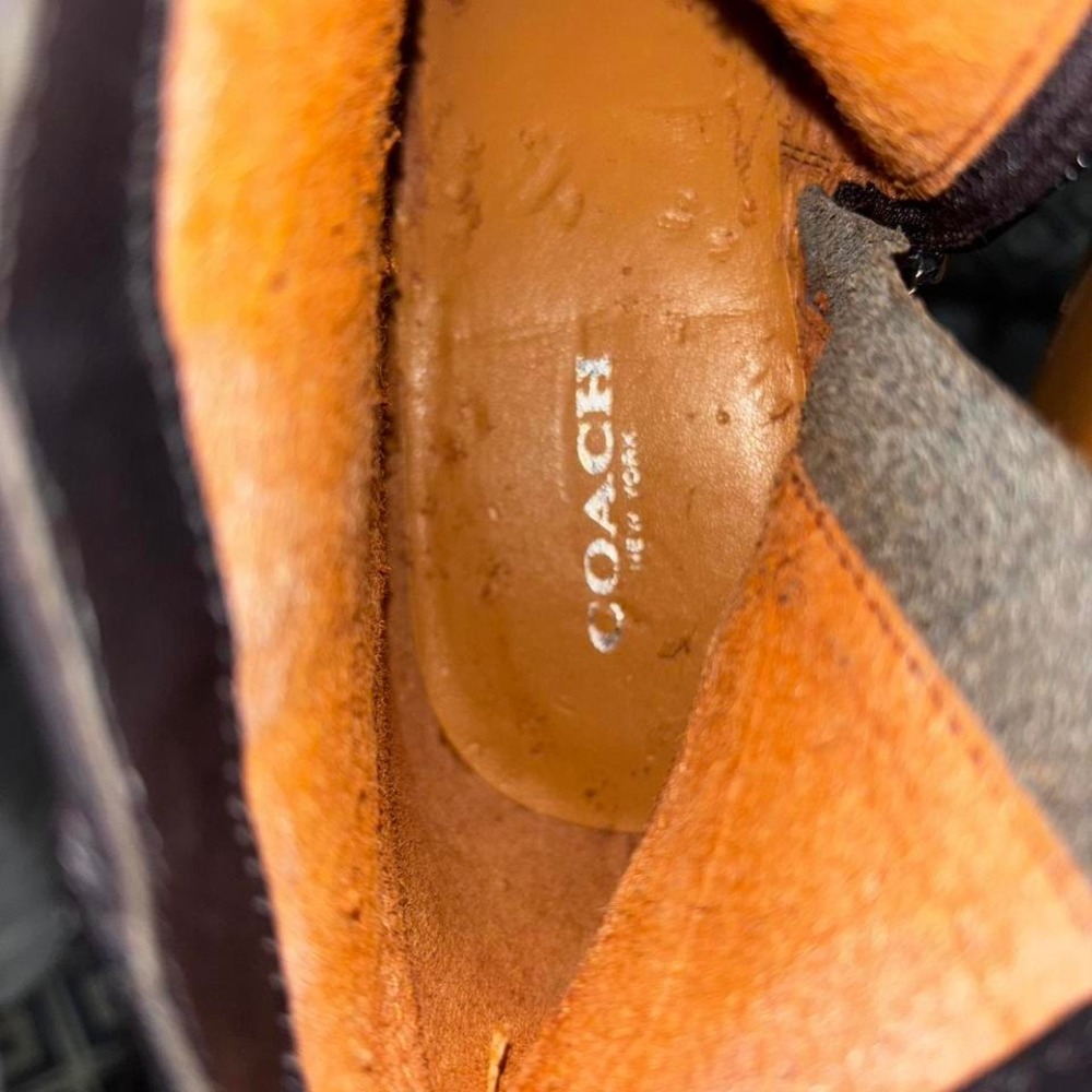 Coach Black Leather Wedge Ankle Boots Side Zip Almond Toe Womens Size 8 - Picture 6 of 7